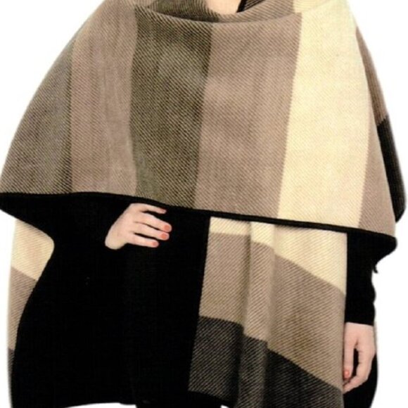 Ike Behar Reversible Fashion Fleece Wrap (Camel Stripe) one size - Picture 9 of 11